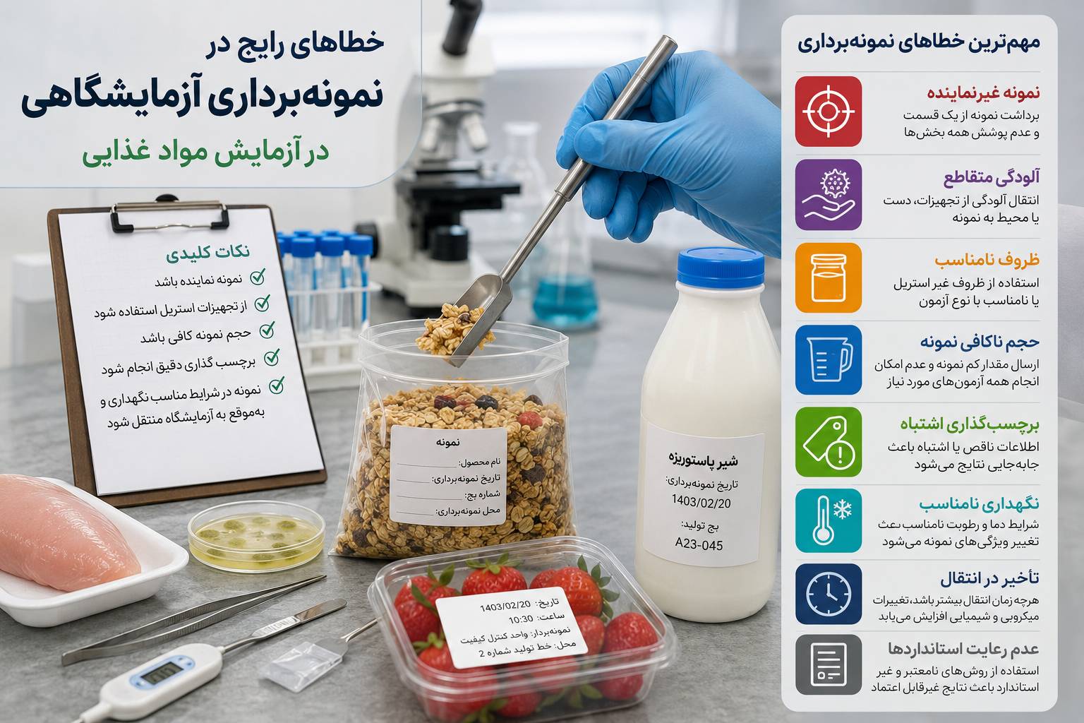خطاهای نمونه‌برداری آزمایشگاهی در مواد غذایی